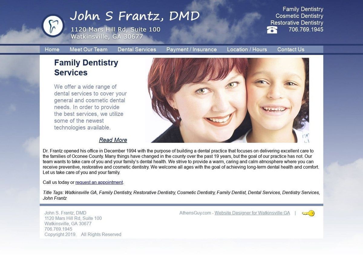Frantz John S DDS Website Screenshot from johnsfrantzdmd.com
