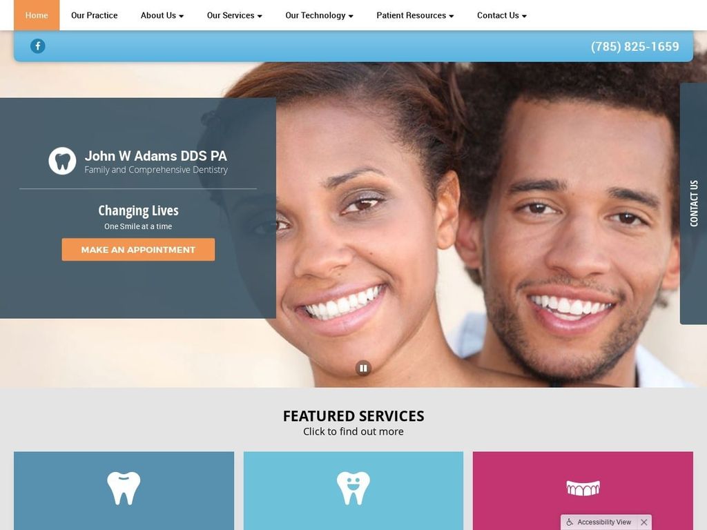 John W. Adams DDS PA Website Screenshot from johnwadamsdds.com