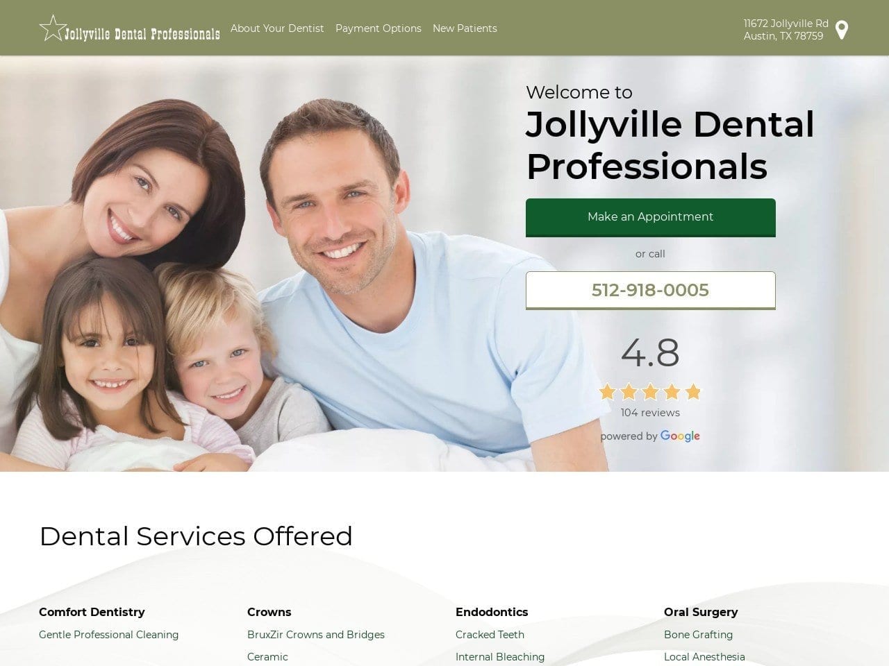 Jollyville Dental Professionals Website Screenshot from jollyvilledental.com