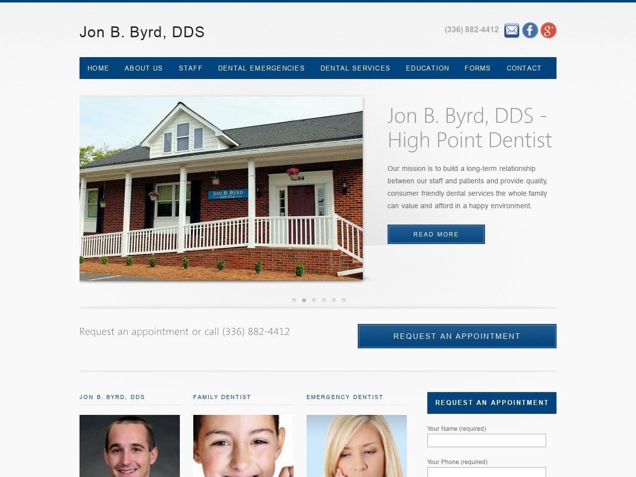 Jon B. Byrd DDS Website Screenshot from jonbbyrddds.com