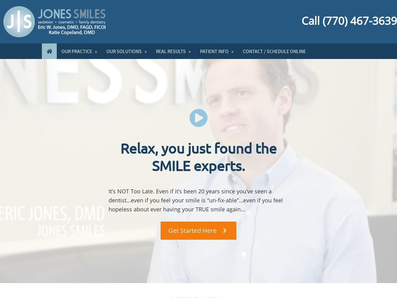 Jones Smiles Website Screenshot from jonessmiles.com