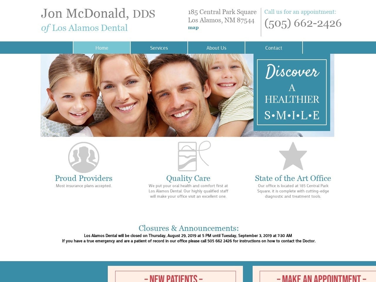 Los Alamos Dental Website Screenshot from jonmcdonalddds.com