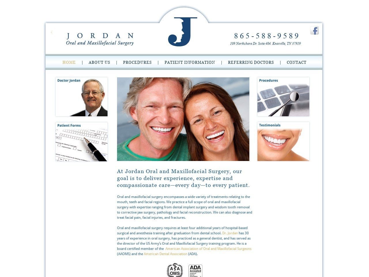 Jordan Oral Surgery Website Screenshot from jordanoms.com