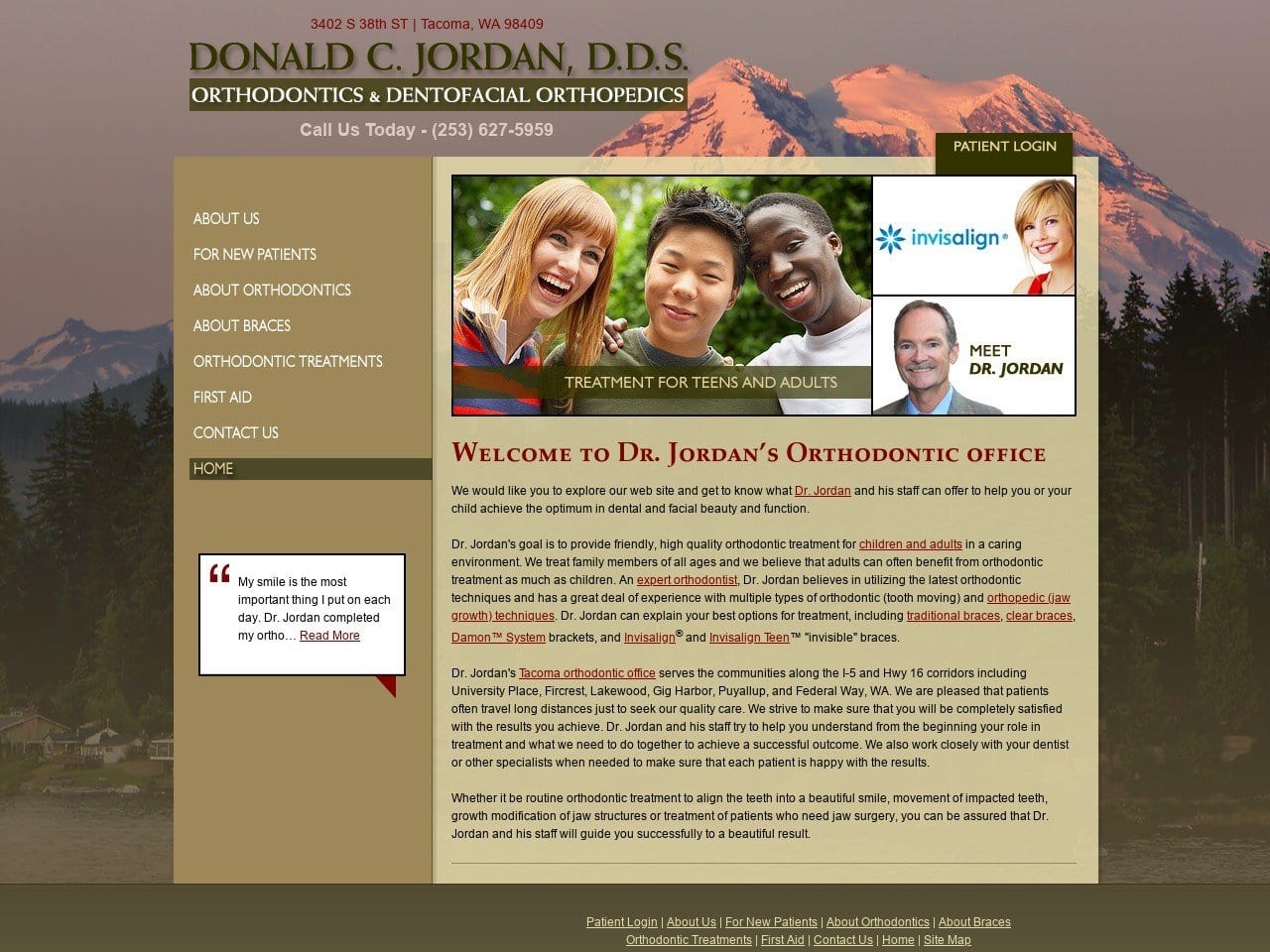 Donald C. Jordan Orthodontics Website Screenshot from jordanortho.com