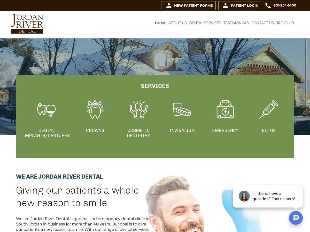 Dr. David W. Miller DDS Website Screenshot from jordanriverdental.com