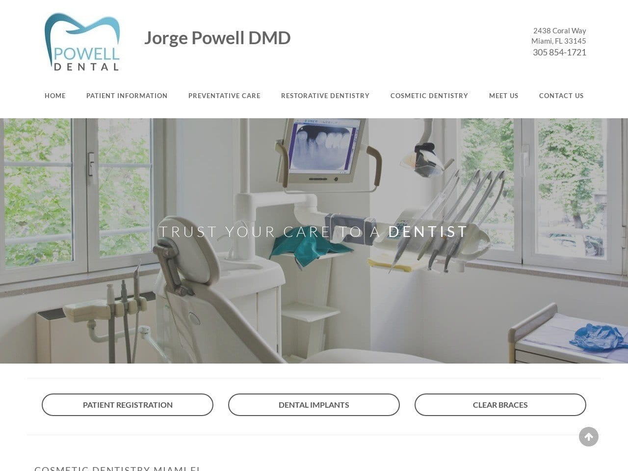 Dr. Joge L. Powell DMD Website Screenshot from jorgepowelldentist.com