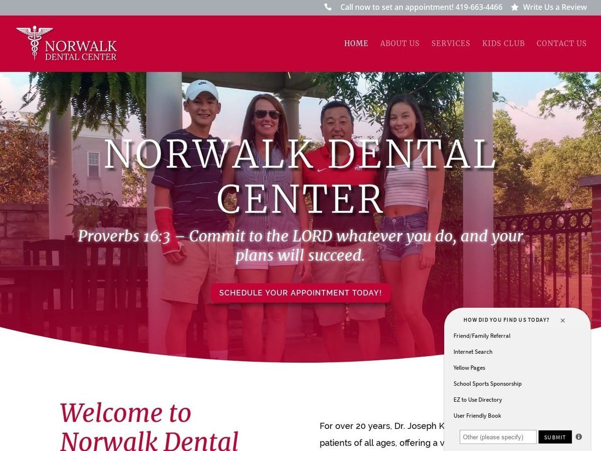 Norwalk Dental Center Website Screenshot from josephkimdds.com