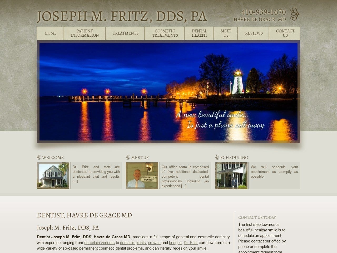 Joseph M. Fritz DDS PA Website Screenshot from josephmfritzdds.com