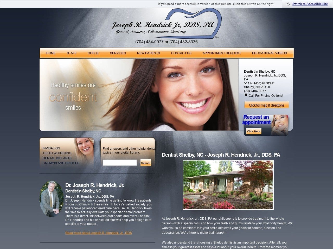 Joseph R Hendrick Jr. DDS. PA Website Screenshot from josephrhendrickjr.com