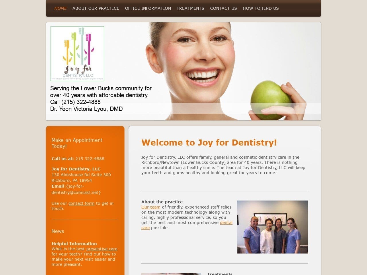 Joy for Dentistry LLC Website Screenshot from joyfordentistry.com