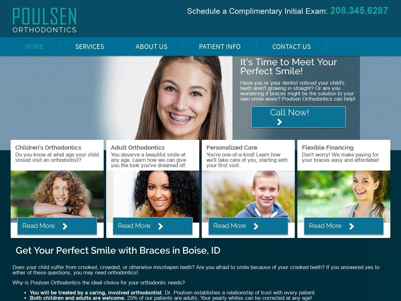 Poulsen Orthodontics Website Screenshot from jpoulsenortho.com