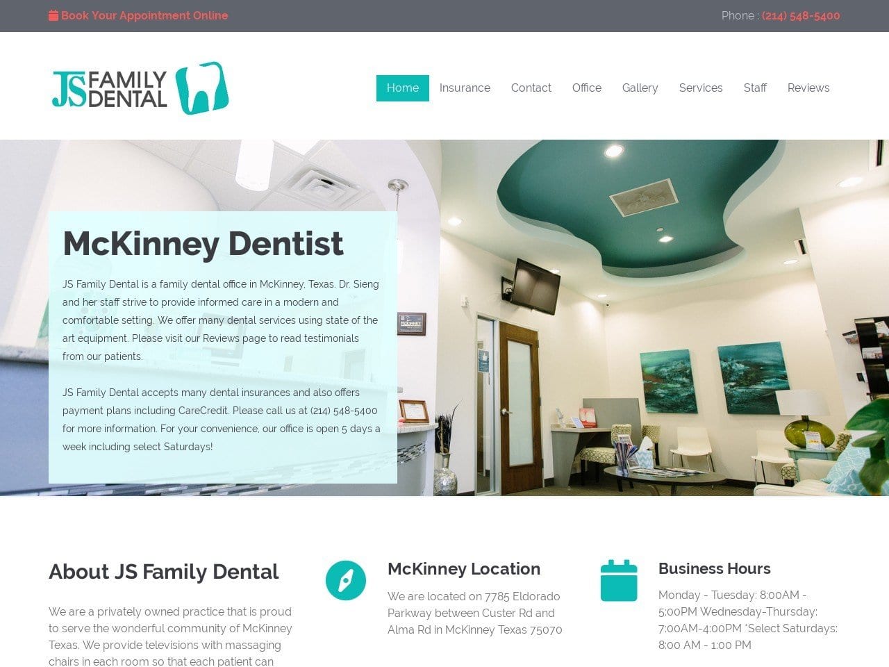 JS Family Dental Website Screenshot from jsfamilydental.com