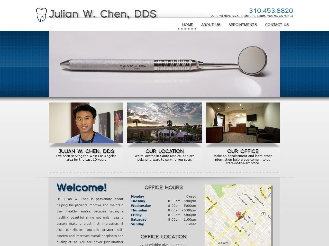 Dr. Julian W. Chen DDS Website Screenshot from julianchendds.com