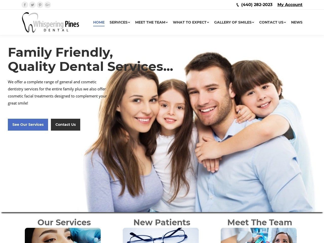 Whispering Pines Dental Website Screenshot from juliecorbindds.com