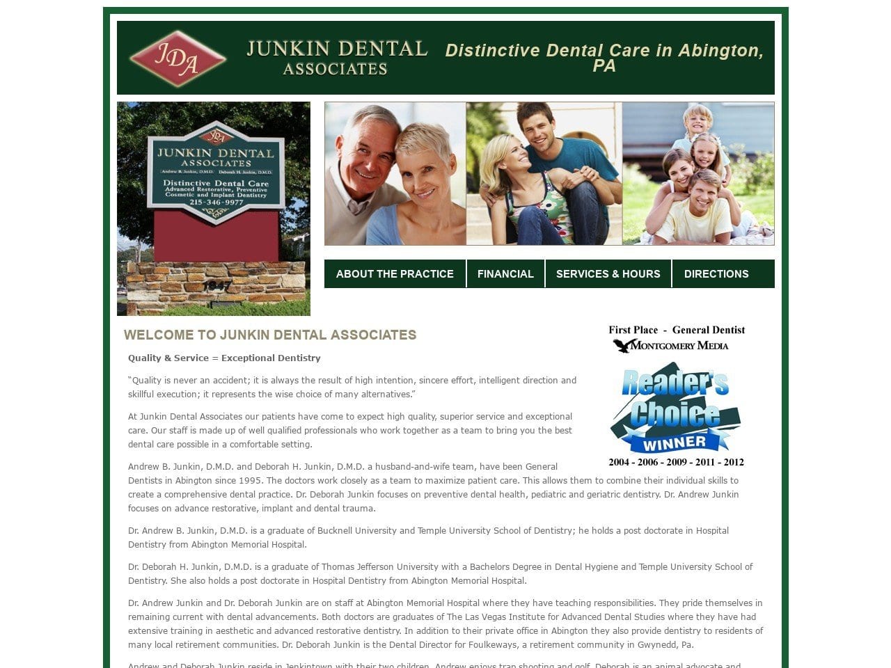 Junkin Dental Associates Website Screenshot from junkindental.com