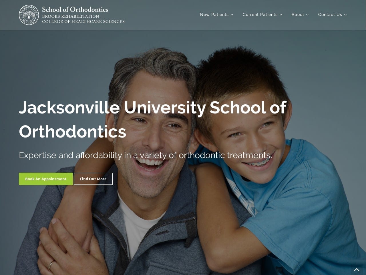 Jacksonville University School of Orthodontics Website Screenshot from jusmiles.com