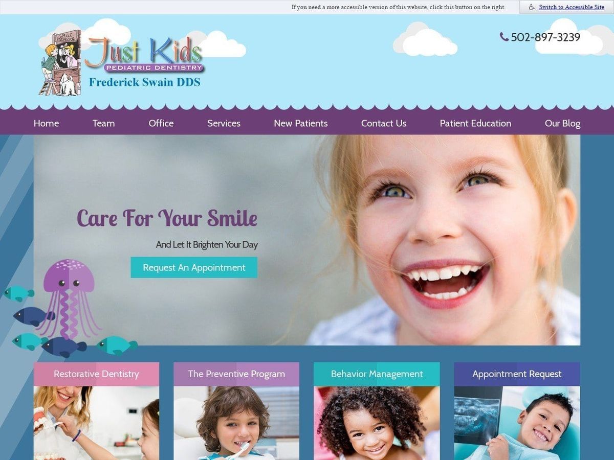 Just Kids Pediatric Dentistry Website Screenshot from justkidspediatricdentistry.com