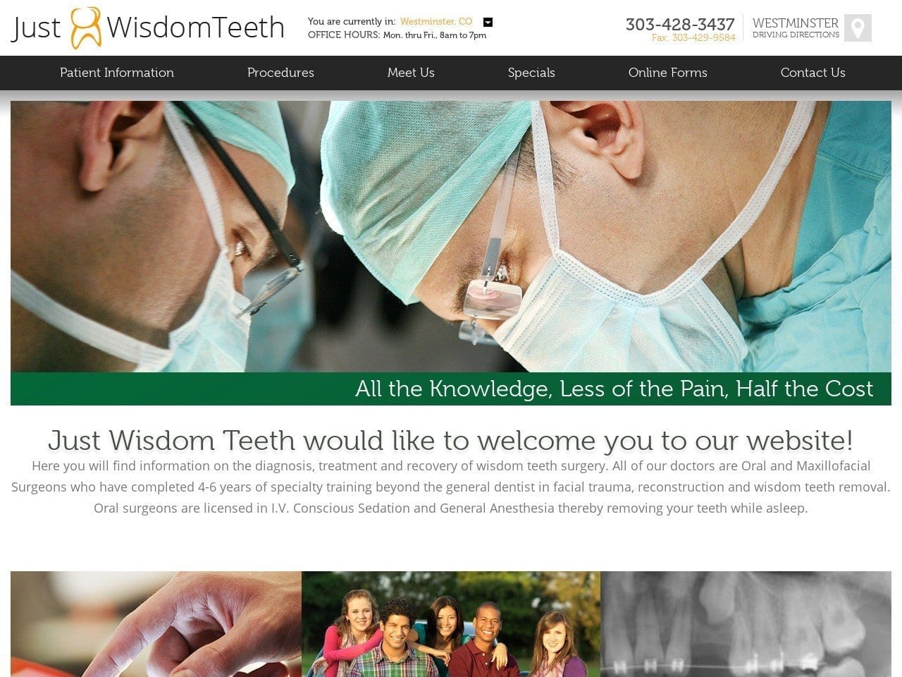 Just Wisdom Teeth Website Screenshot from justwisdomteeth.com