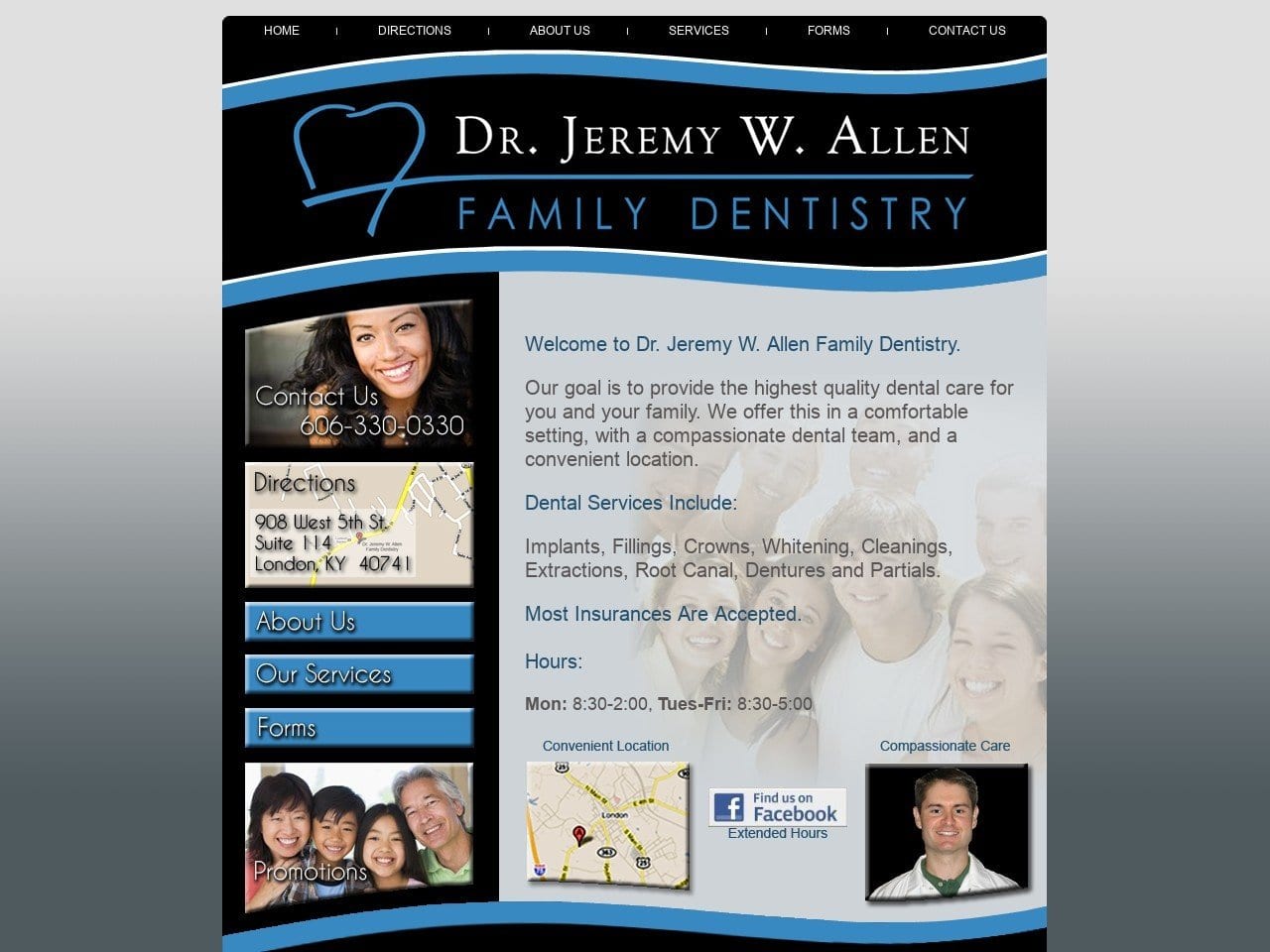 Dr. Jeremy W. Allen Family Dentist Website Screenshot from jwallendentistry.com