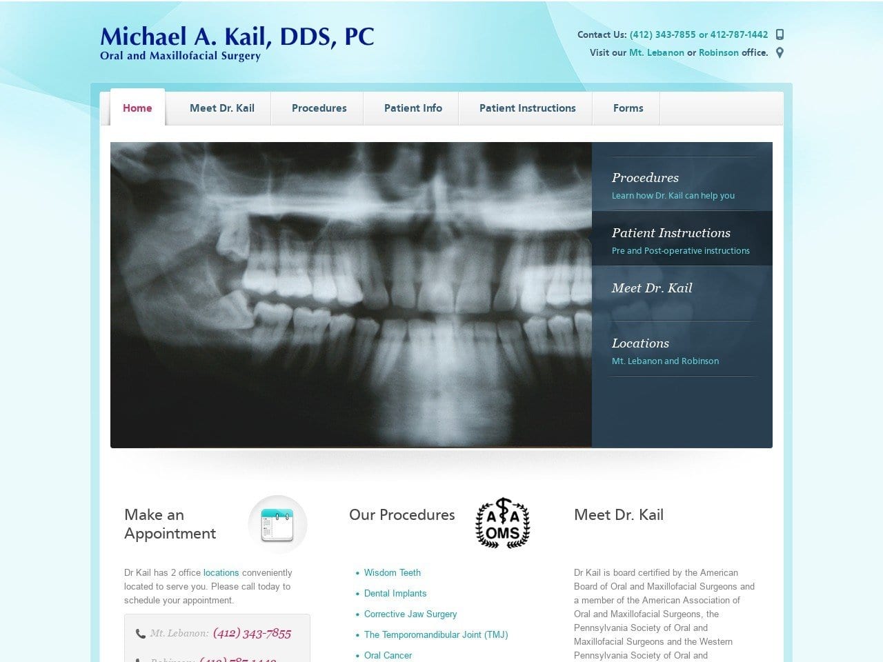 Michael A Kail DDS PC Website Screenshot from kailoralsurgery.com