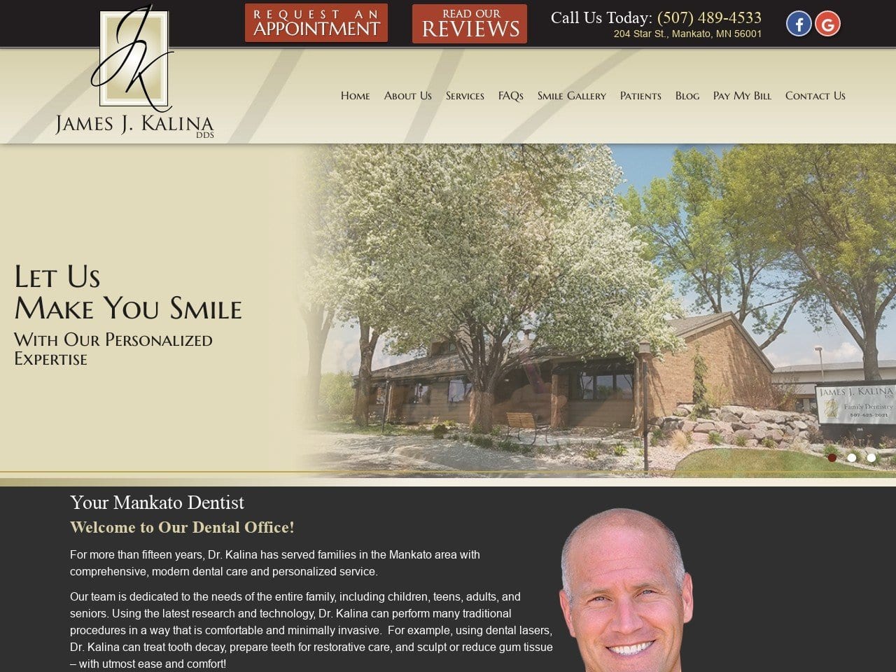 Dr. James J. Kalina DDS Website Screenshot from kalinadds.com