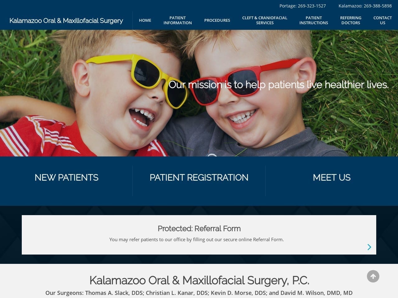 Kalamazoo Oral Dentist Website Screenshot from kaloms.com