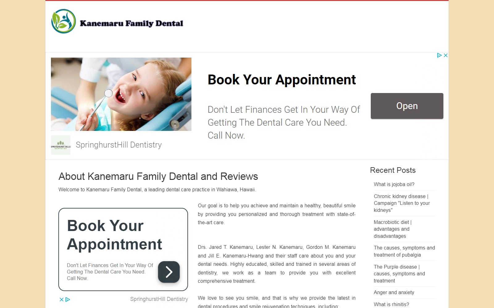 kanemarufamilydental.com screenshot