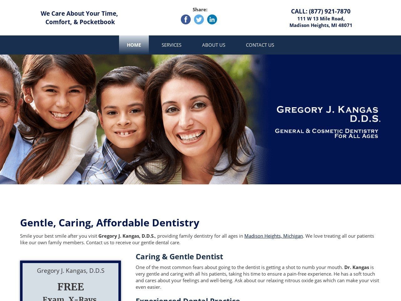 Gregory J. Kangas D.D.S Website Screenshot from kangasdentistry.com