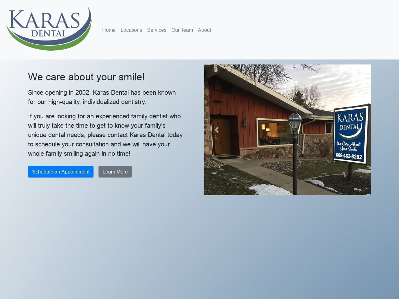 Karas Christopher DDS Website Screenshot from karasdentalgroup.com