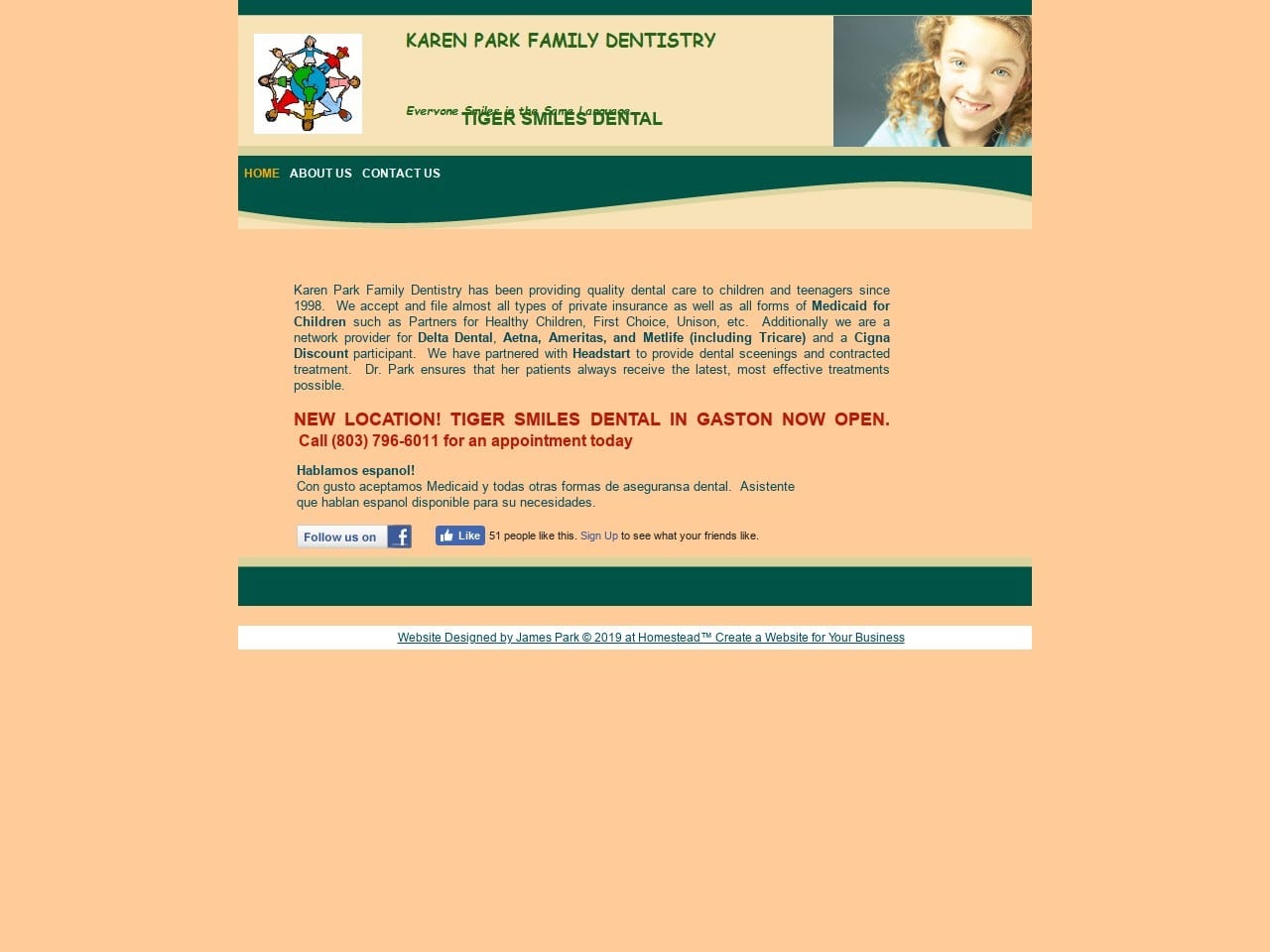 Dr. Karen Park DMD Website Screenshot from karenparkdmd.com