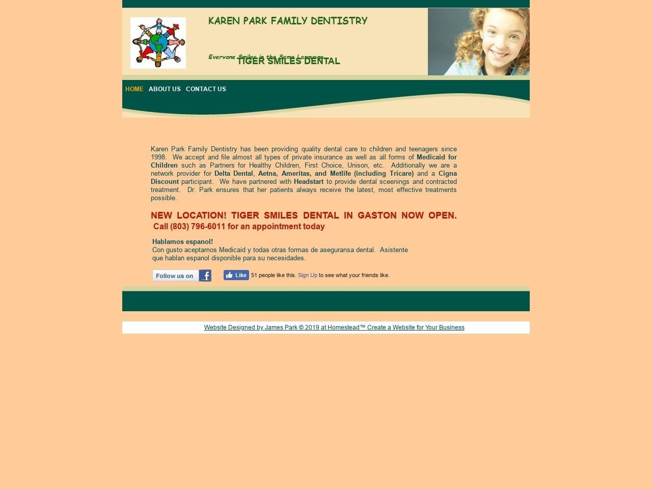 Dr. Karen Park DMD Website Screenshot from karenparkdmd.com