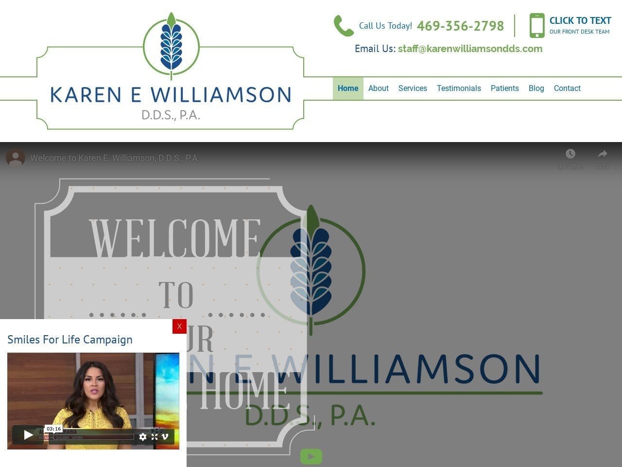 Karen E. Williamson DDS Website Screenshot from karenwilliamsondds.com