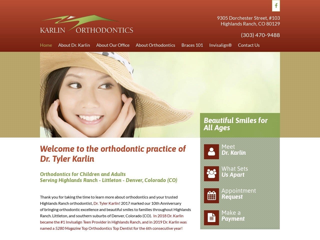 Karlin Orthodontics Website Screenshot from karlinorthodontics.com