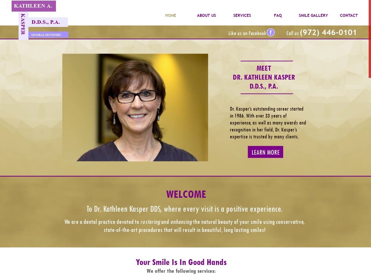 Dr. Kathleen A. Kasper DDS Website Screenshot from kathleenkasperdds.com