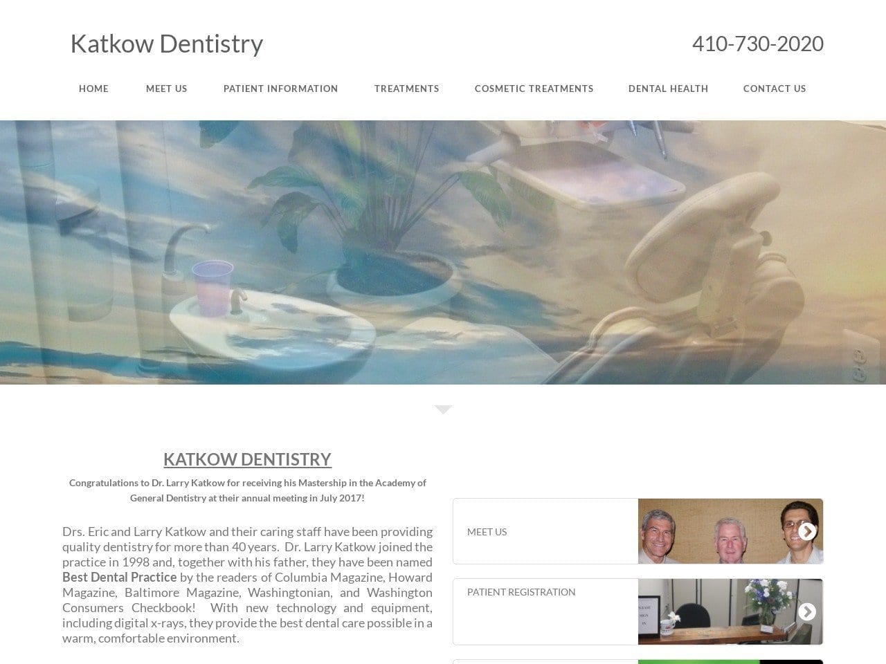 Katkow Dentist Website Screenshot from katkowdentistry.com