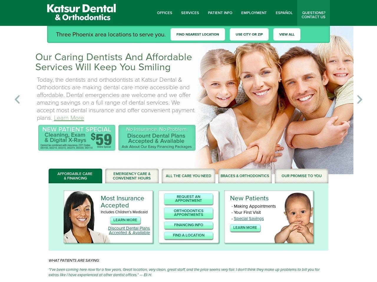 Katsur Dental Website Screenshot from katsurdentalaz.com