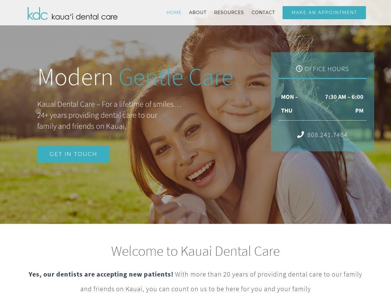 Kauai Dental Care Website Screenshot from kauaidentalcare.com