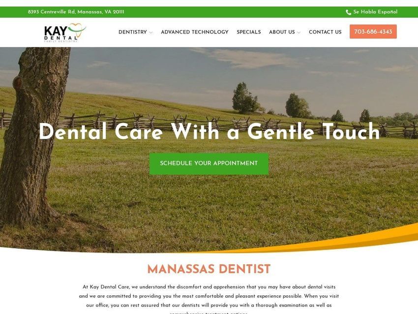 Kay Dental Care Website Screenshot from kaydentalcare.com