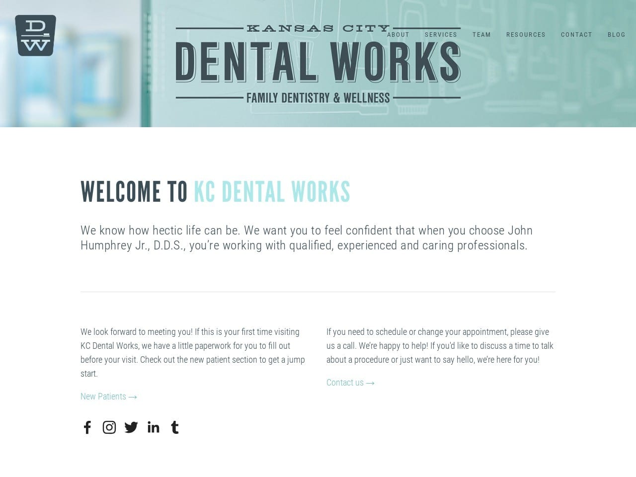 Kansas City Dental Works Website Screenshot from kcdentalworks.com