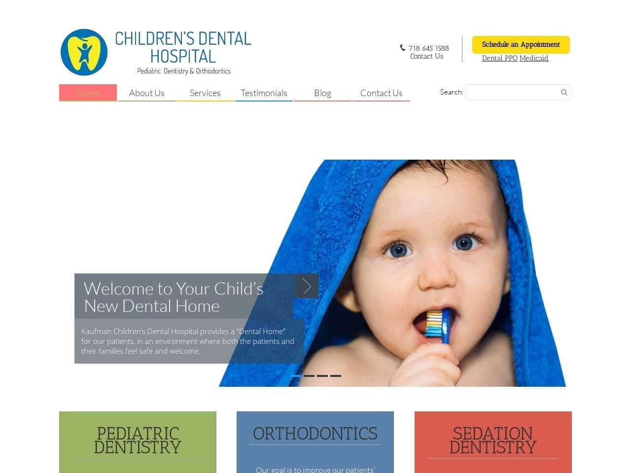 Kaufman Children Dentist Website Screenshot from kcdh.org