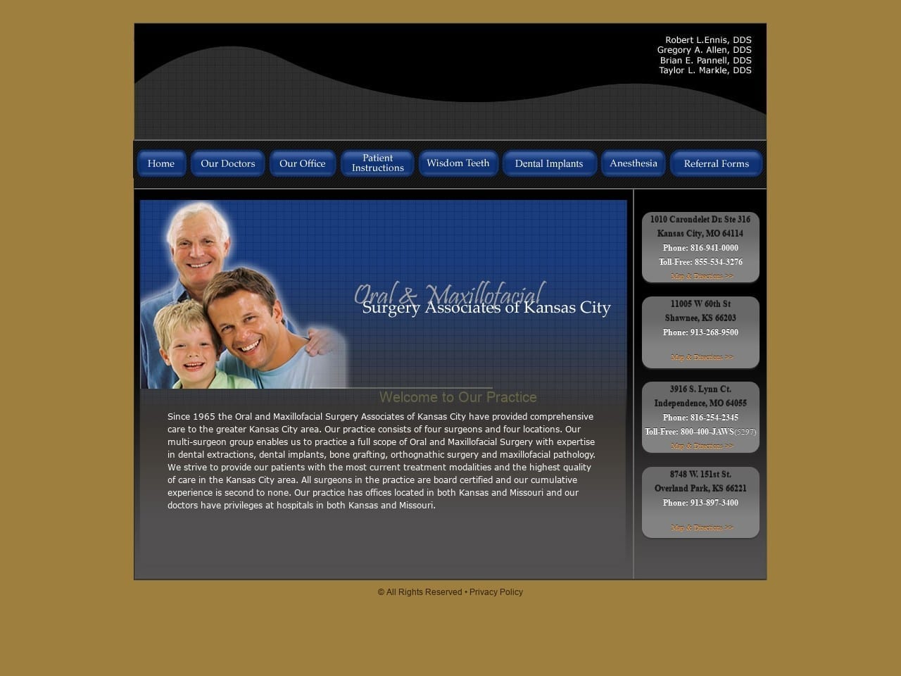 Oral Surgery Associates Website Screenshot from kcoralsurgery.com