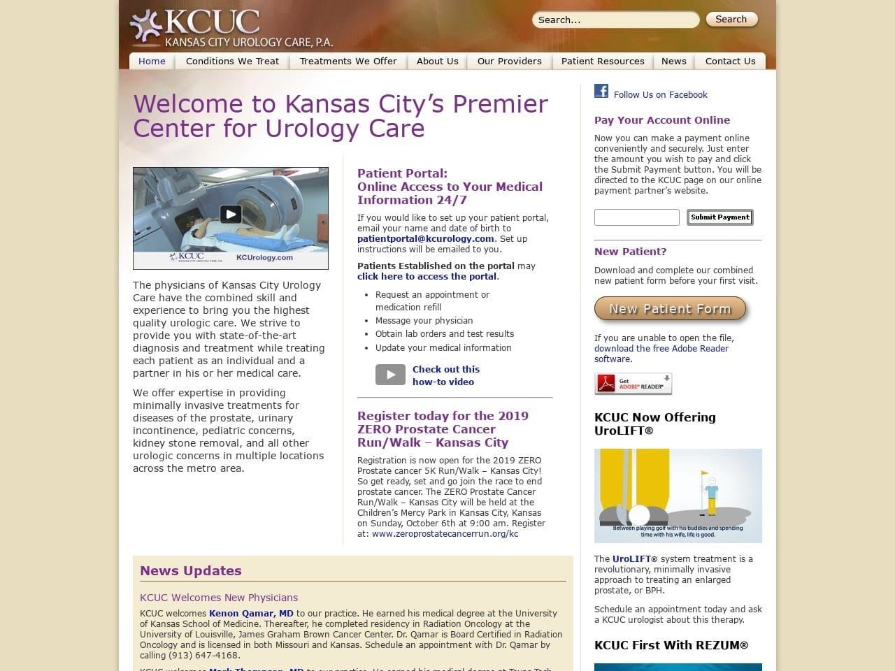 Kansas City Urology Care Website Screenshot from kcurology.com