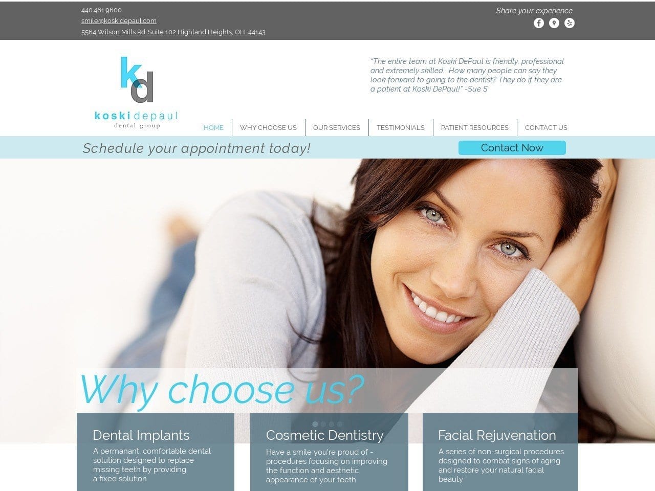 Koski DePaul Dental Group Website Screenshot from kdsmile.com