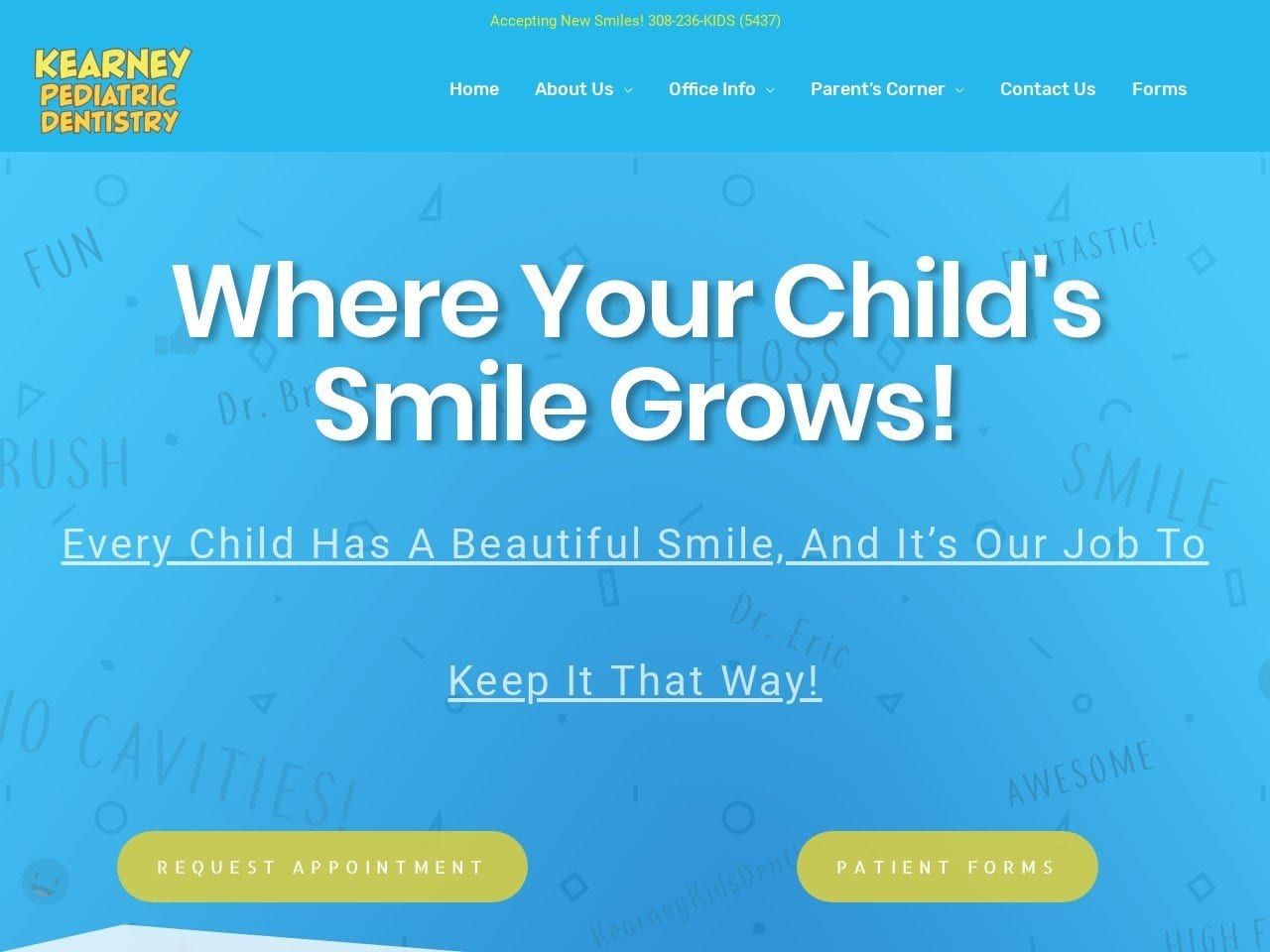 Kearney Pediatric Dentist Website Screenshot from kearneykidsdentist.com