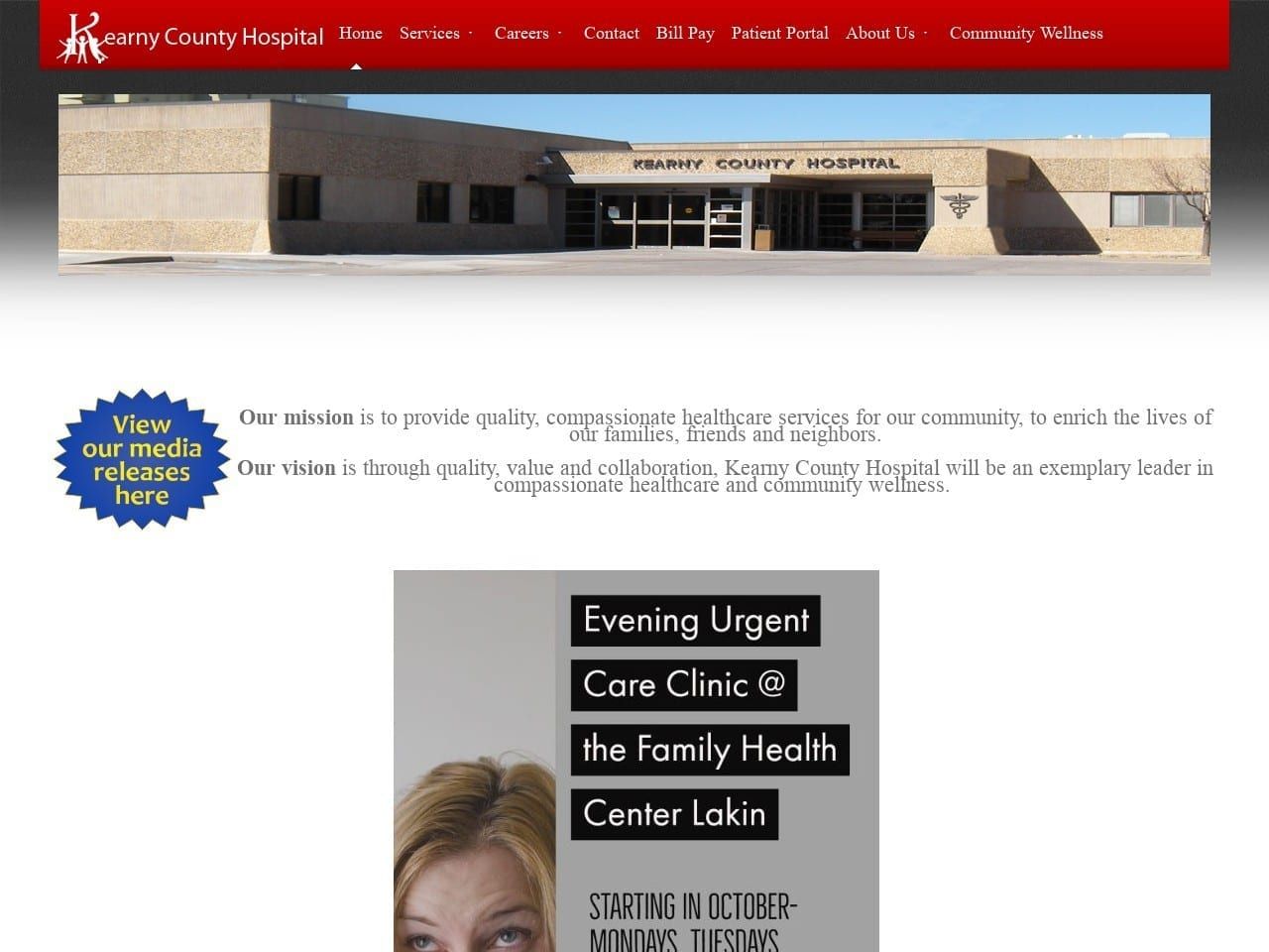 Family Health Center Website Screenshot from kearnycountyhospital.com