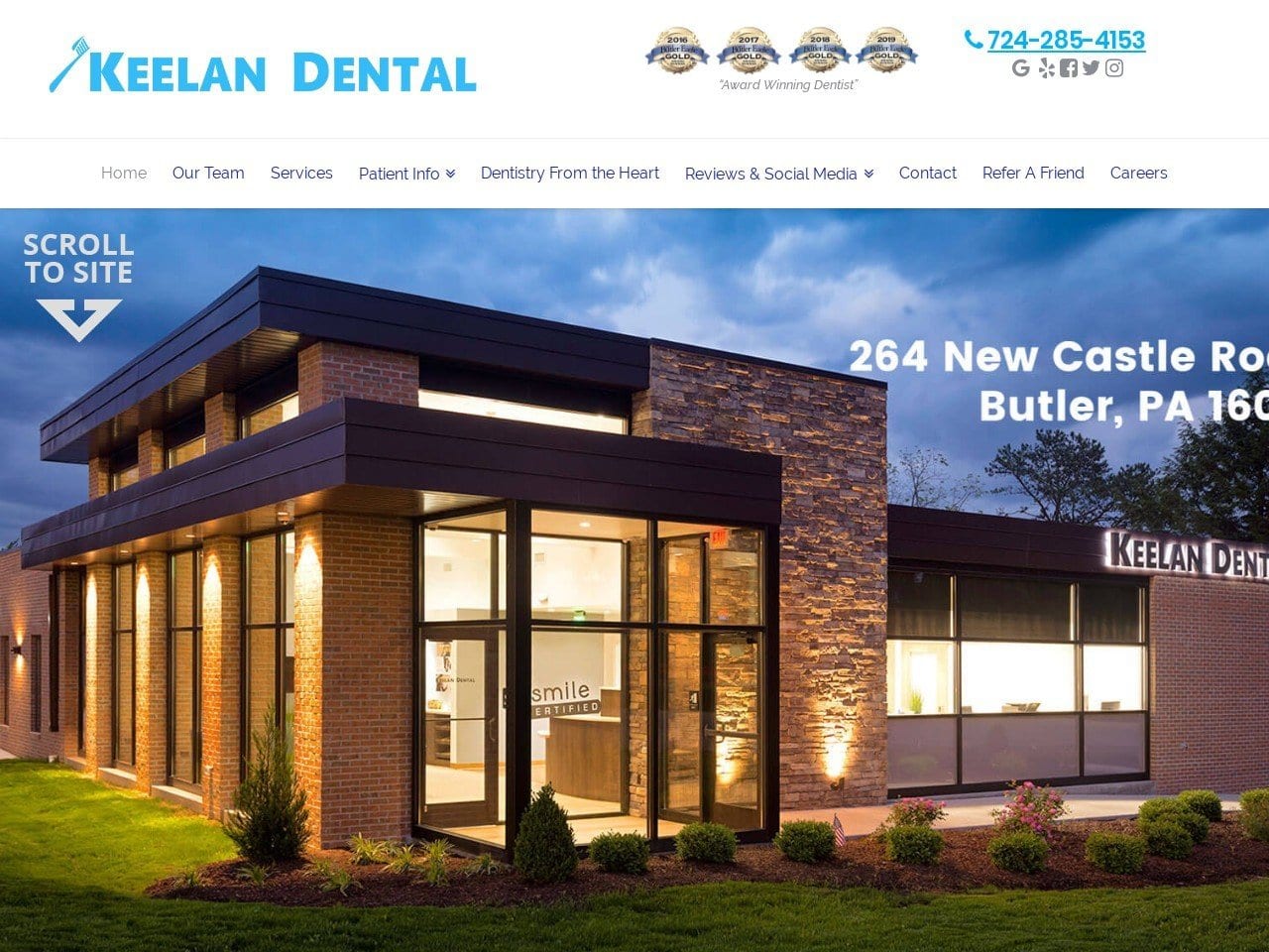 Keelan Dental Website Screenshot from keelandental.com