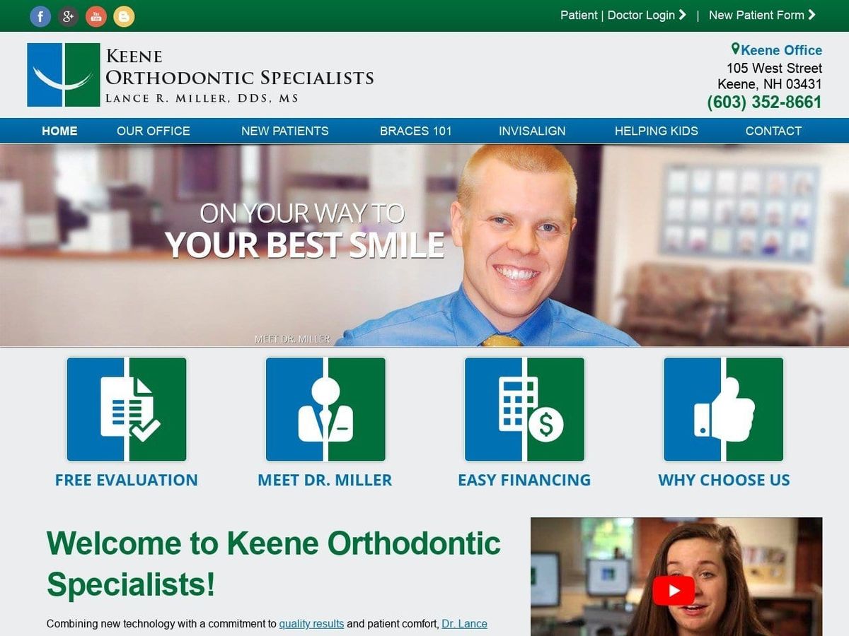 Keene Orthodontic Specialists Website Screenshot from keeneortho.com