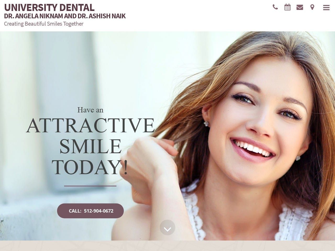 University Dental Website Screenshot from keeproundrocksmiling.com