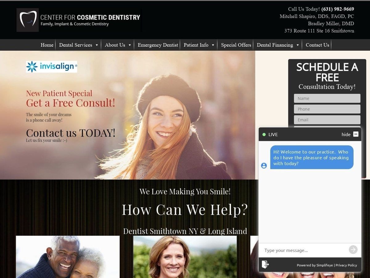 Center For Cosmetic Dentistry Mitchell N. Shapiro Website Screenshot from keepsmilingli.com