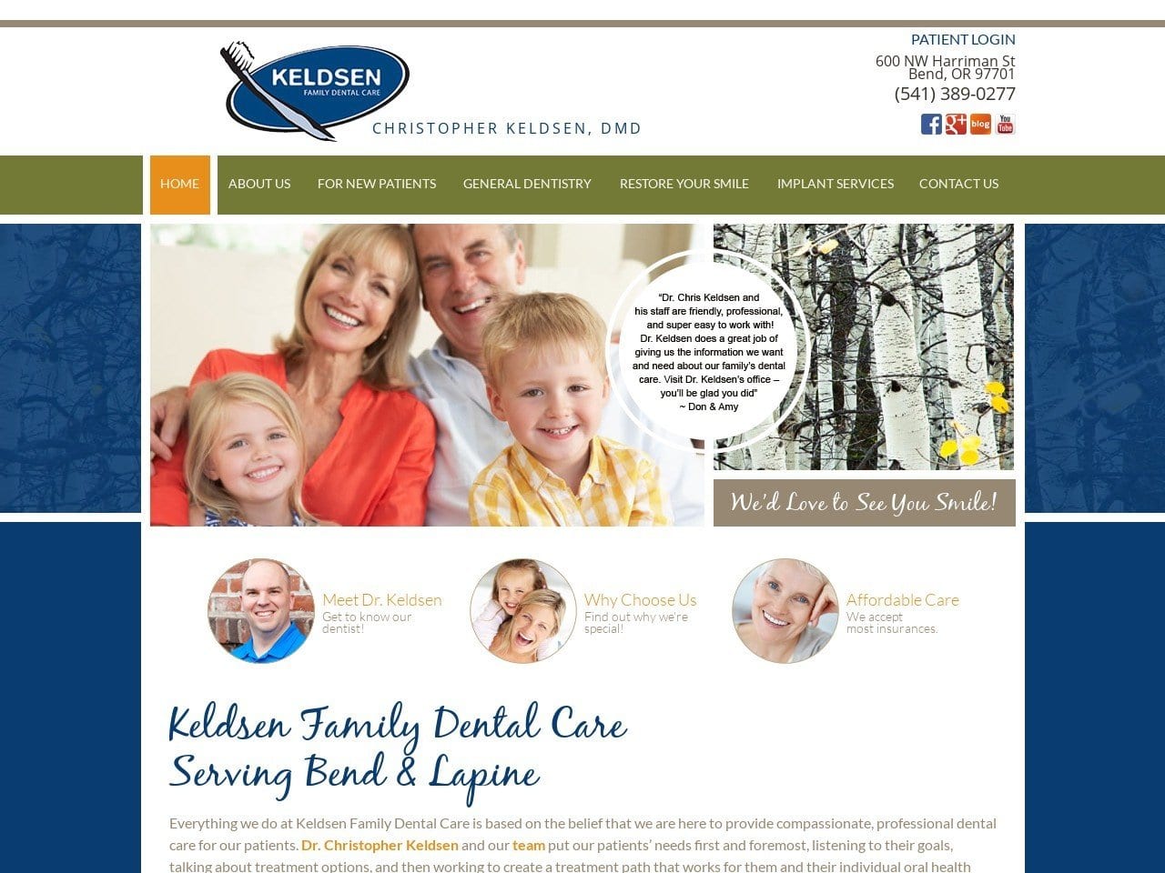 Keldsen Dental Care Website Screenshot from keldsendentalcare.com